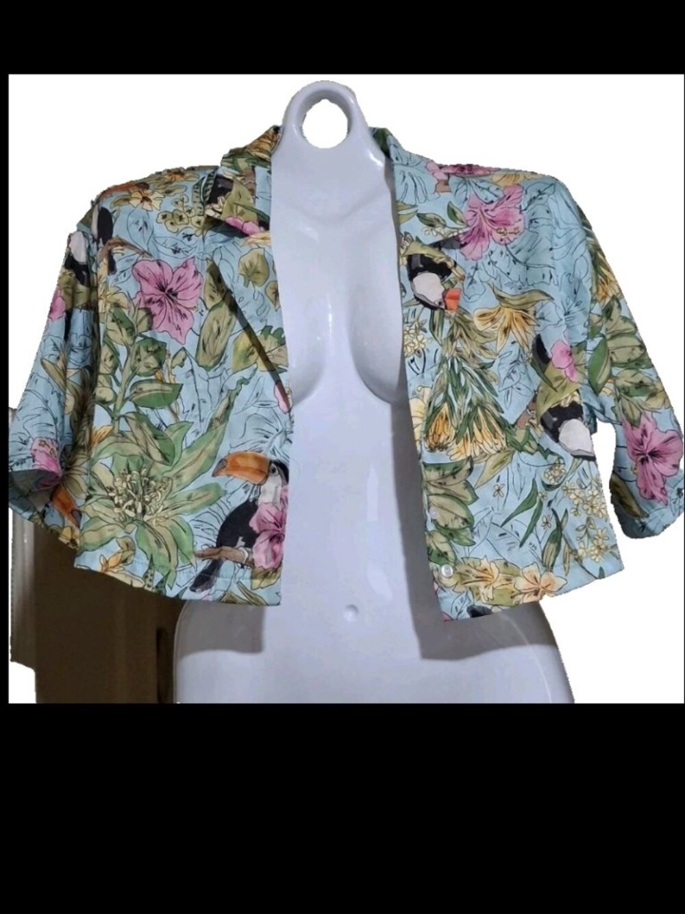 Shein Tropical Cropped Blazer / Top,  X-SMALL